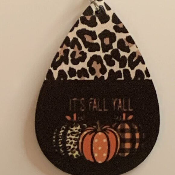 Fall Earring, Leopard Print Earring, Pumpkin Earring, Thanksgiving Earring, Fall - Picture 3 of 7